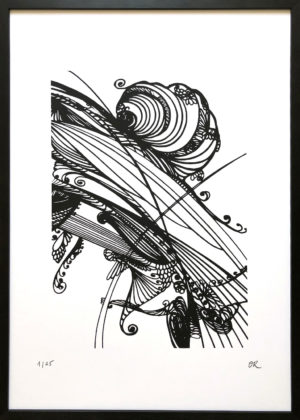 Cocon - Sérigraphie - noir sur papier blanc par Artiste OR
