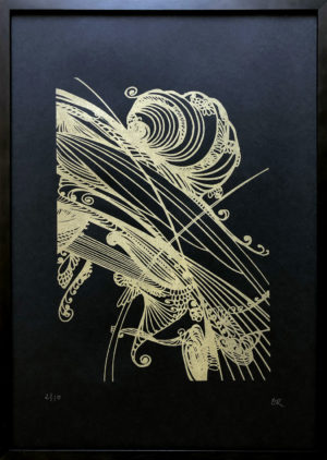 Cocon - Sérigraphie - or sur papier noir par Artiste OR